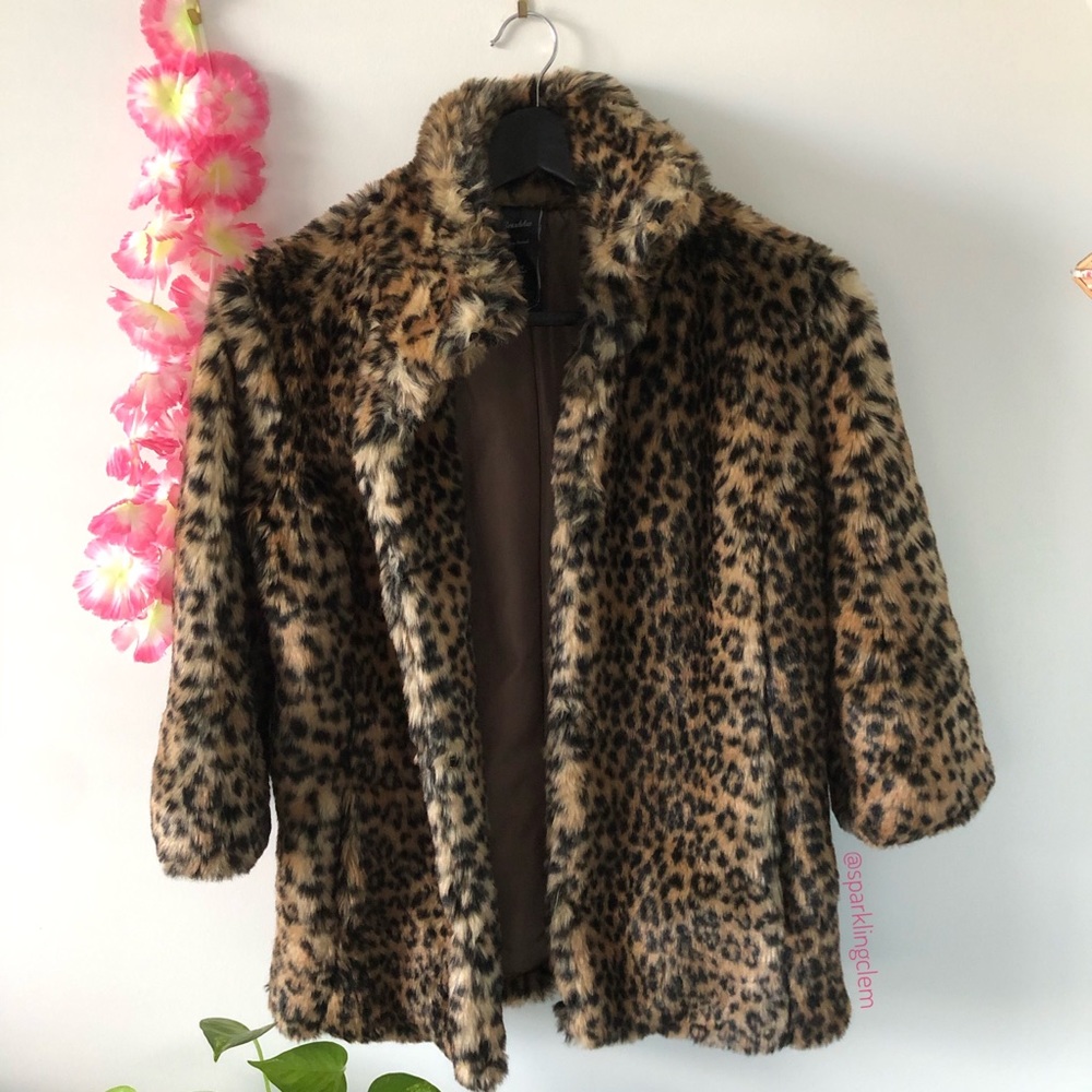 Bershka Big Cat Faux Fur Animal Coat/ Jacket